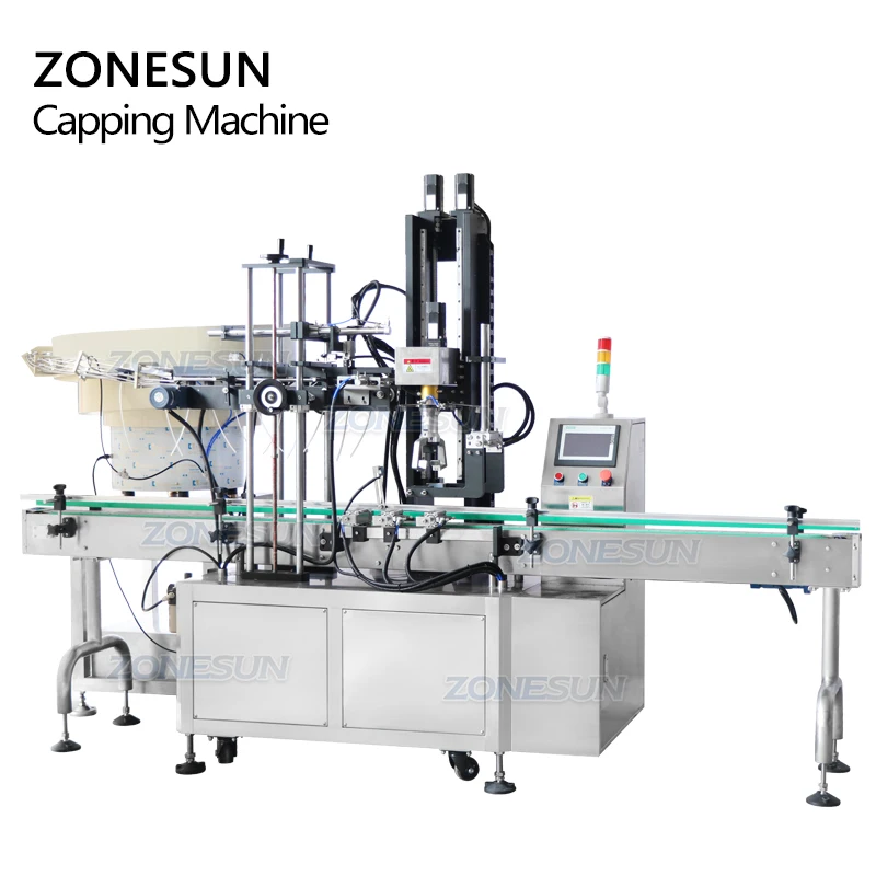 ZONESUN ZS-XG445 Automatic Screw Servo Trigger Spray Bottle Capping Machines With Cap Vibratory Feeder