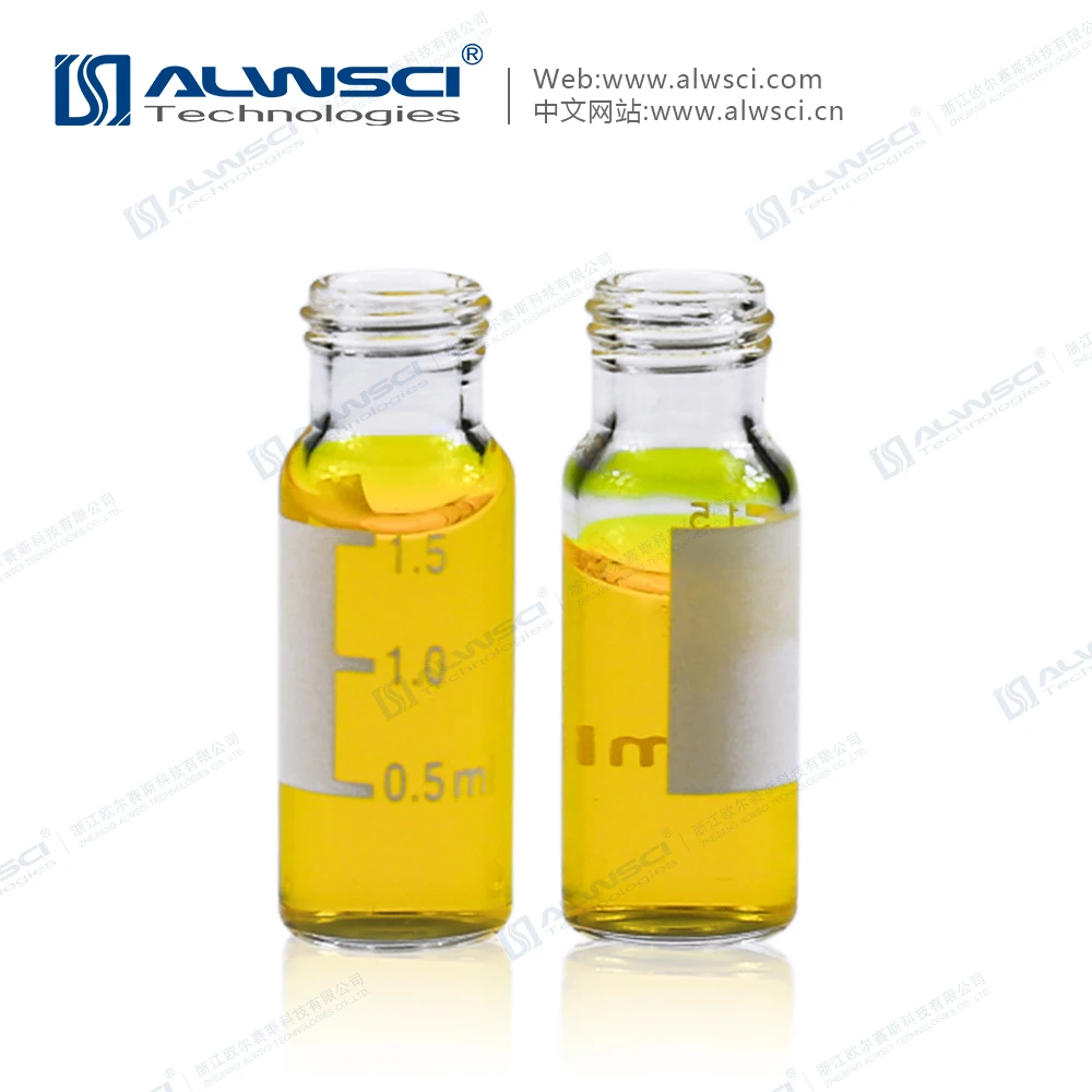 ALWSCI 2mL Clear Glass 12x32mm Flat Base 9-425 Screw Thread Vial with Label.