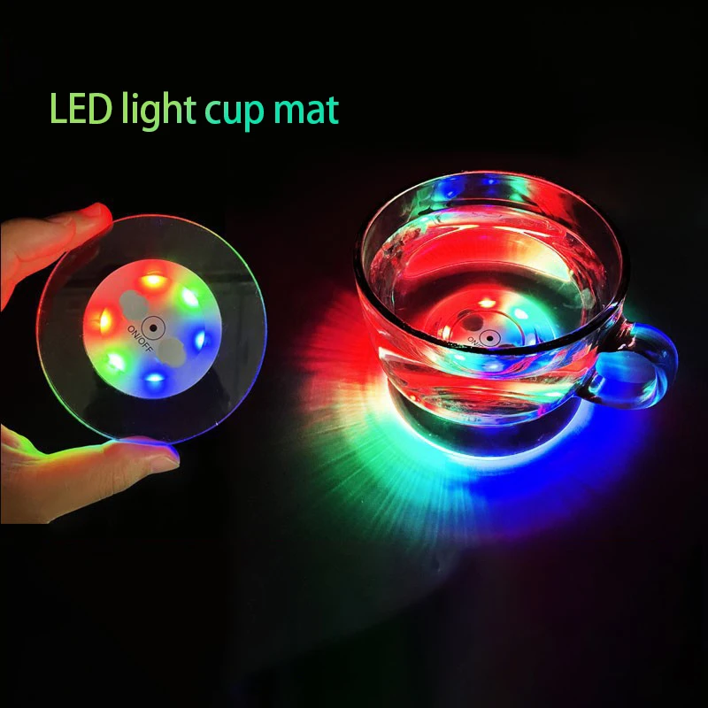 Hot Sell Round Luminous LED light up coasters drink led bottle light sticker promotional sticker coaster for drinks