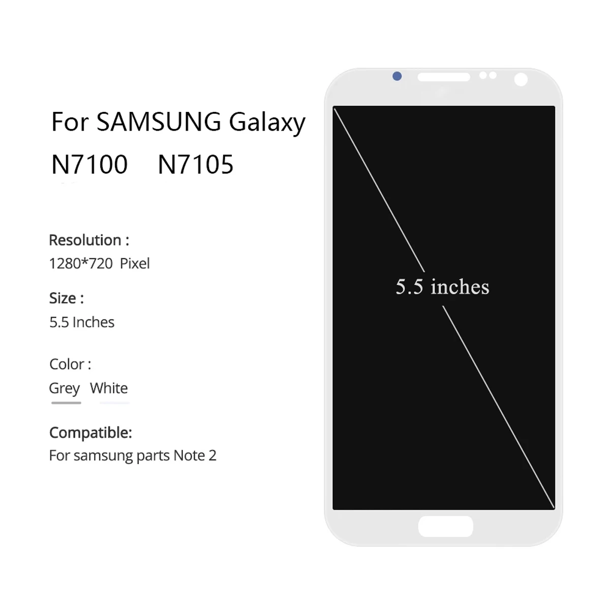 For SAMSUNG Note 2 Lcd Touch Screen 5.5 Inch Lcd Display For Galaxy Note2 N7100 N7105 Mobile Phone LCDs
