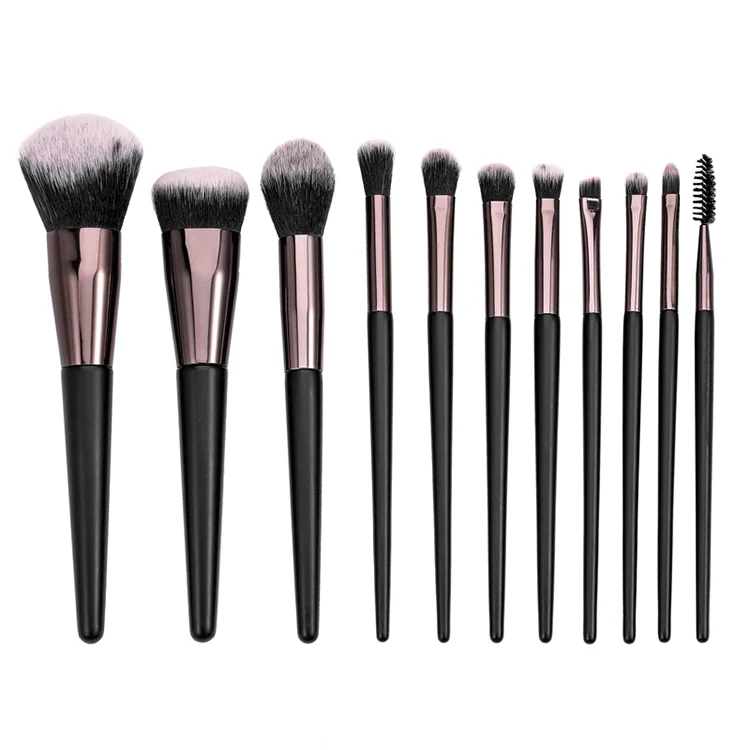 Wholesale Private Label Face Eye Cosmetics 4/11/14pcs Black Makeup Brushes Set