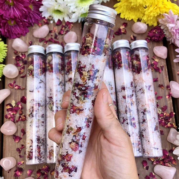 Luxury wholesale custom private label rose natural organic lavender himalayan cbd flower bath salt tubes