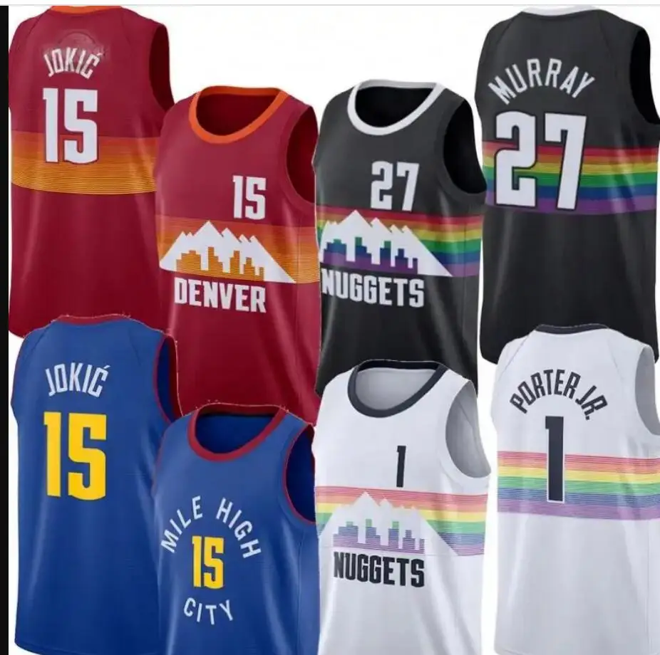 Denver Jersey Dikembe 55 Mutombo Nuggets Nikola 15 Jokic Jamal 27 Murray баскетбольные