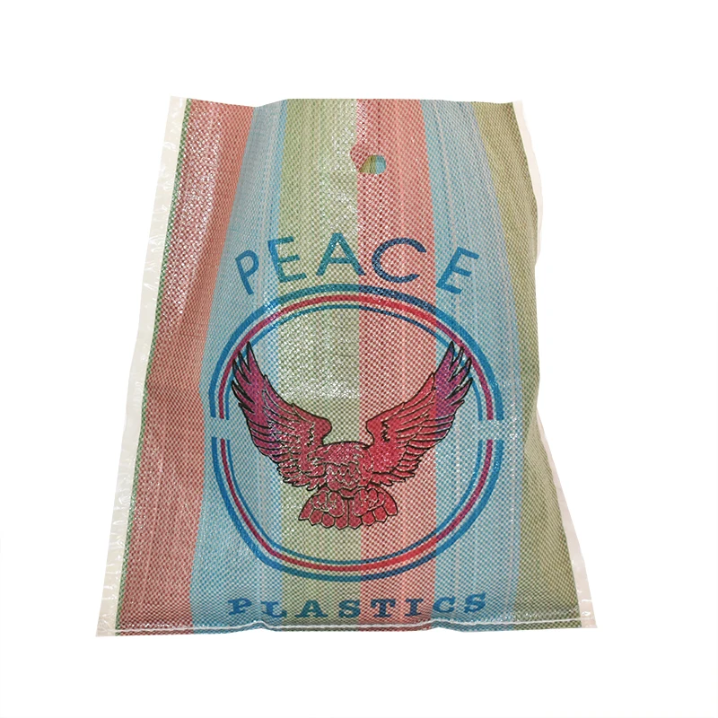 Peru foldable reusable colorful strip laminated pp woven punching handle shopping bag with custom logo and size