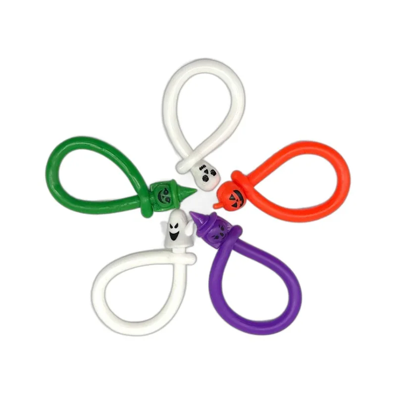 Hot Halloween Fun Tpr Pumpkin Elastic Rope Noodles Stress Relief Sensory Toys Halloween Gift Squeeze String Fidget Toys for Kids