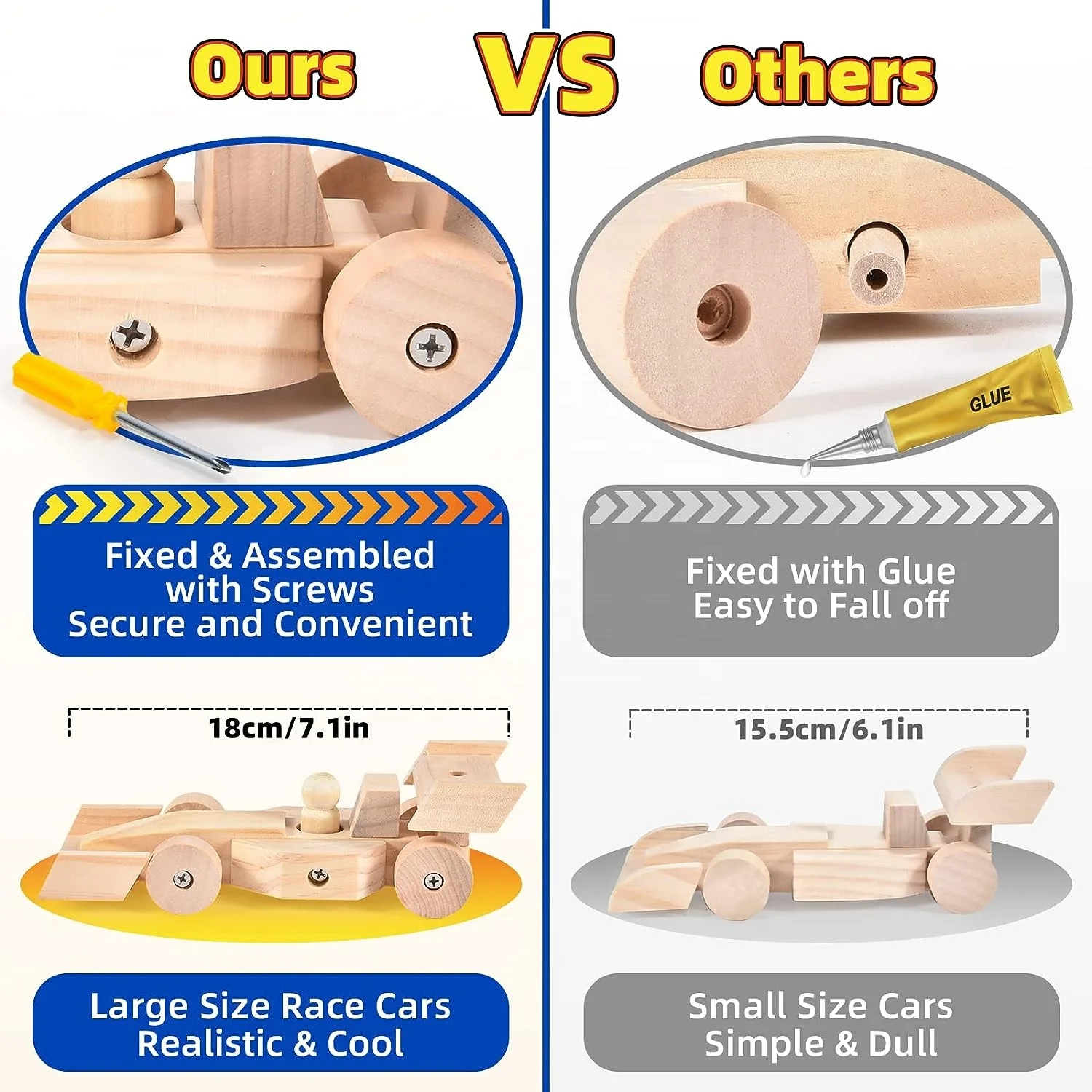 DIY Wooden Cars Crafts for Kids Easy Assemble & Paint Your Own Race Cars Model Car Kits Woodworking Arts and Crafts for Kids