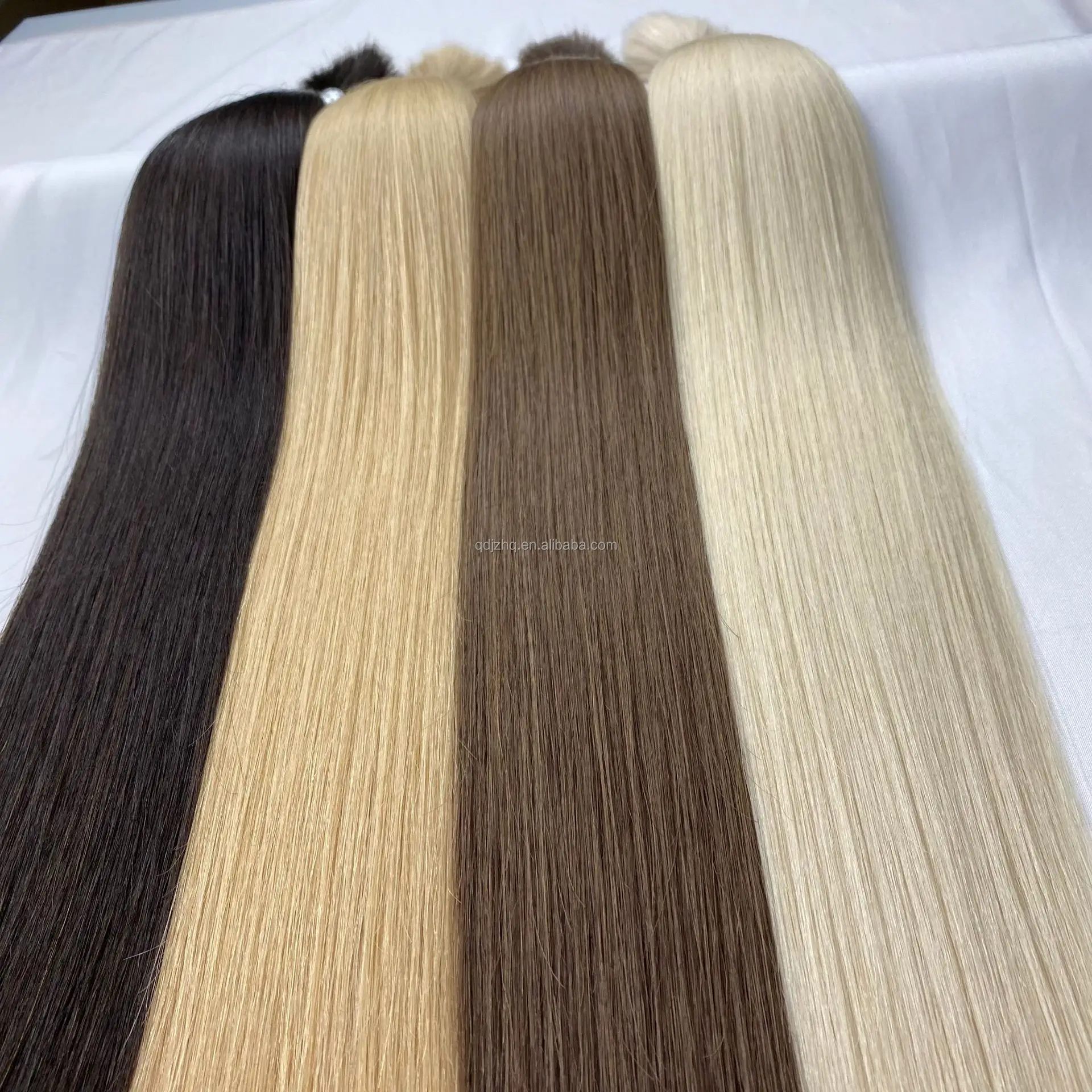 Wholesale Black to blonde color natural straight bulk hair  human hair extensions