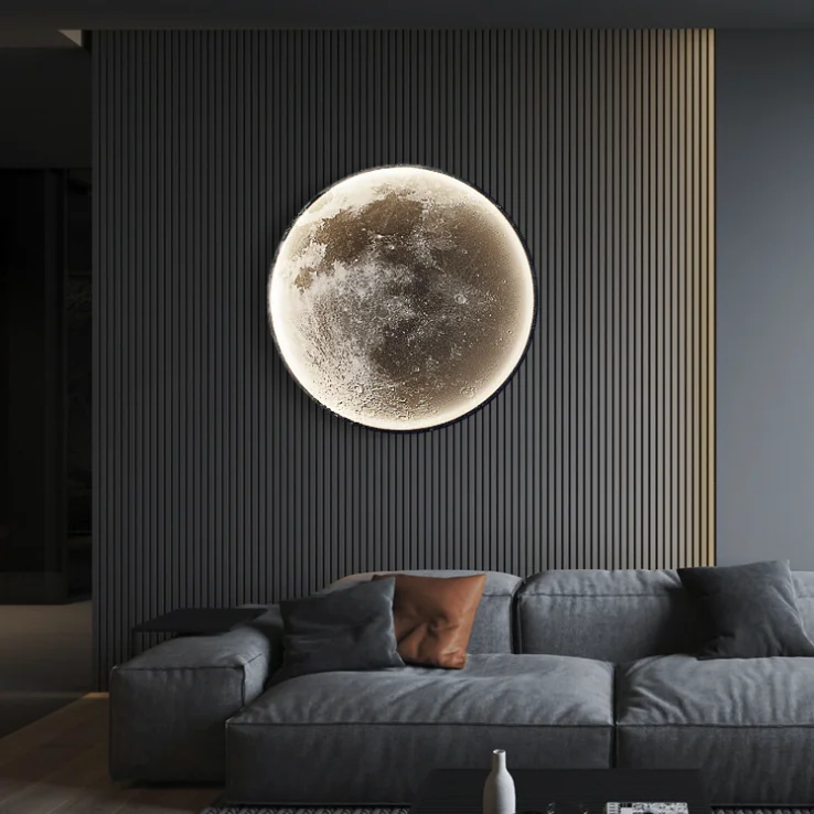 modern light luxury creative corridor led wall light art living room background decoration bedroom bedside lamp Moon wall lamp