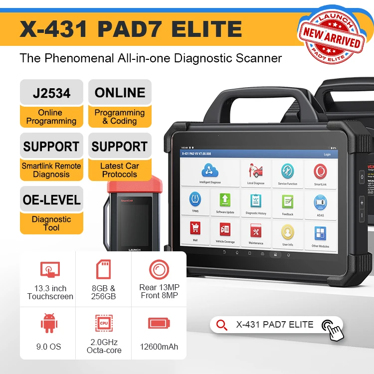 Оригинальный obd2 launch x431 pad 7 elite ecu программные инструменты автомобильный Автомобильный диагностический сканер аппарат escaner инструмент