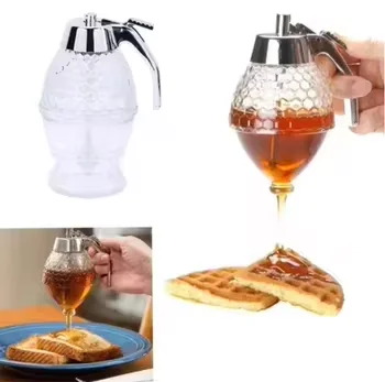 Dainty Eco Friendly Glass No Drip Honey Jam Syrup Dispenser Squeeze Bottle Dispenser Portable Kettle Honey Jar