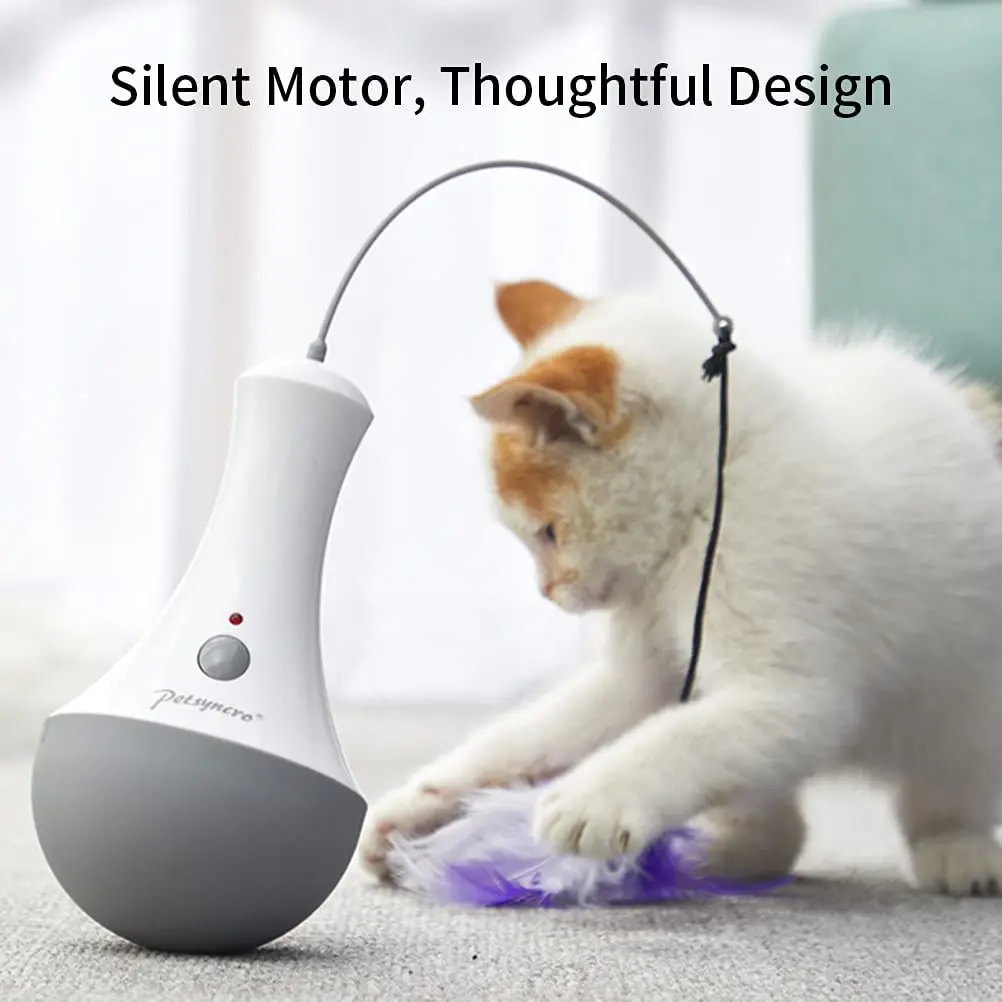 Interactive Balance Swing Cat Toys No power Drive Cat Teaser Tumbler rory-poly Chasing Pet Toy Self with Simulation Feathers