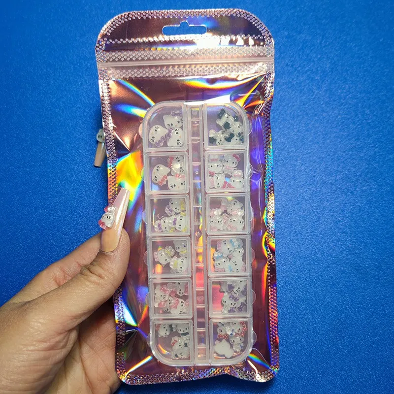 Foretrend 12 Grids Best selling  helloed a school nails nail stickers helloed a kitty souvenirs gift