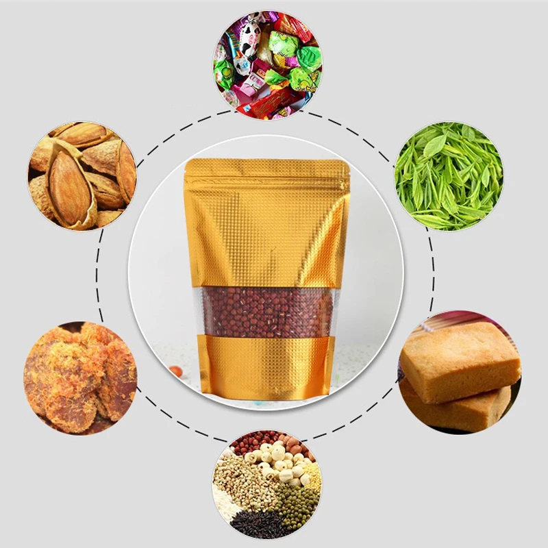 Transparent  Aluminum Foil Stand Up Pouch Doypack Packaging Zipper Bag With Resealable Ziplock