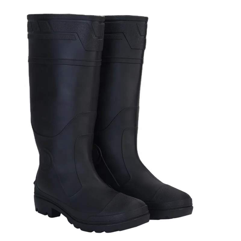 Matte  Black  PVC  Light Weight Non Safety Oil  Acid  Alkali  Slip  resistant  pvc knee safety gumboots