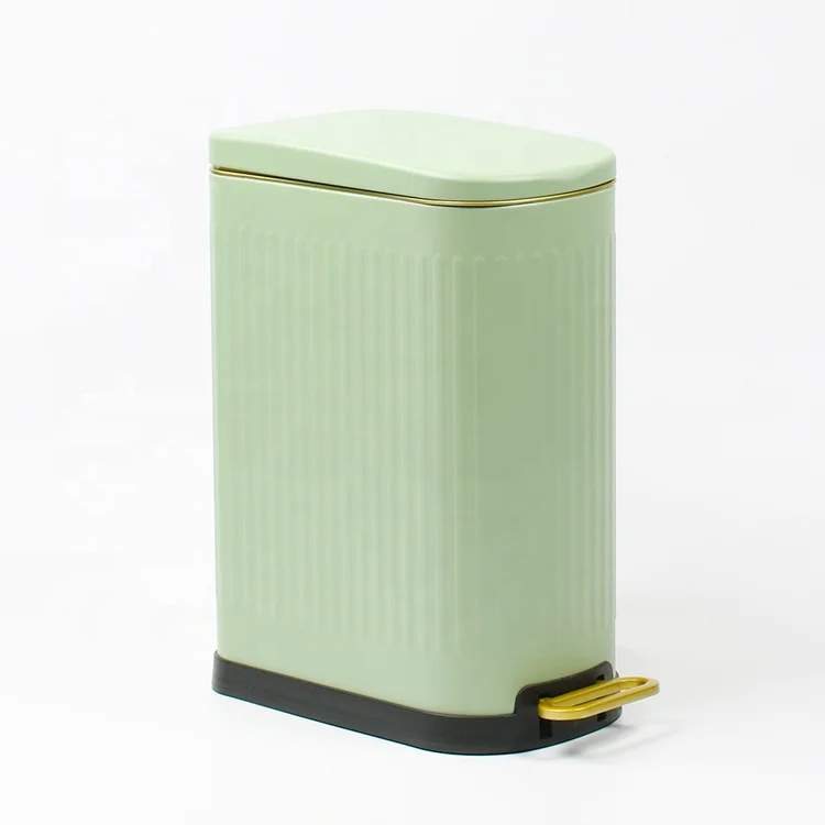 New Design rectangle Color Coating Stainless Steel Metal trash bin with lid