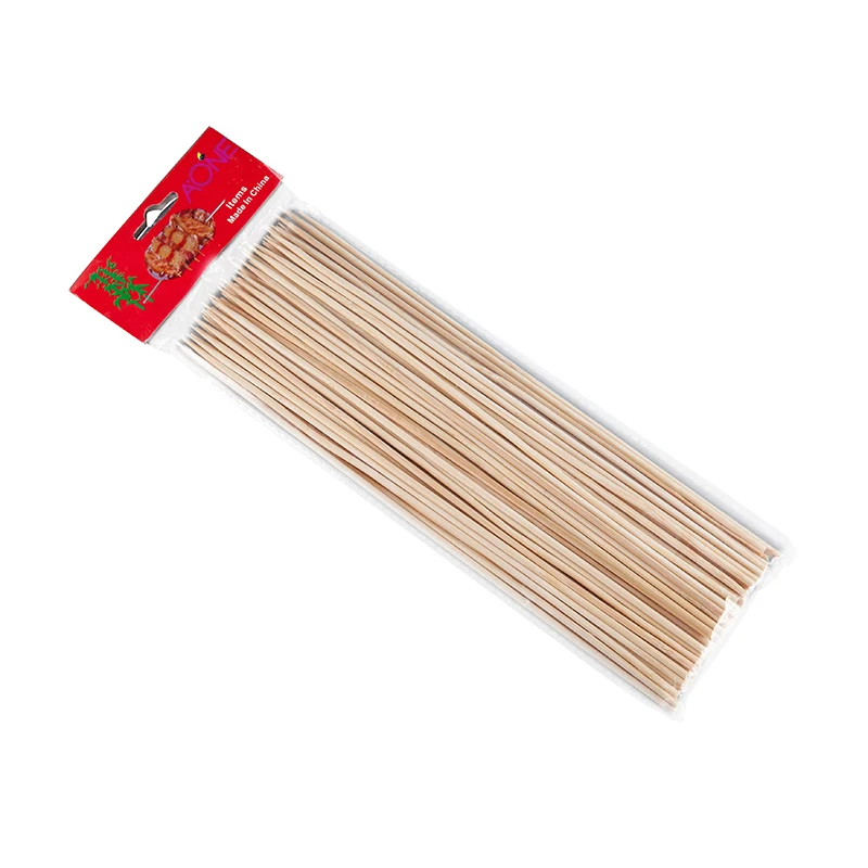 3x250mm Natural Round Skewer Bamboo Sticks For Bbq, 100 PCS in polybag