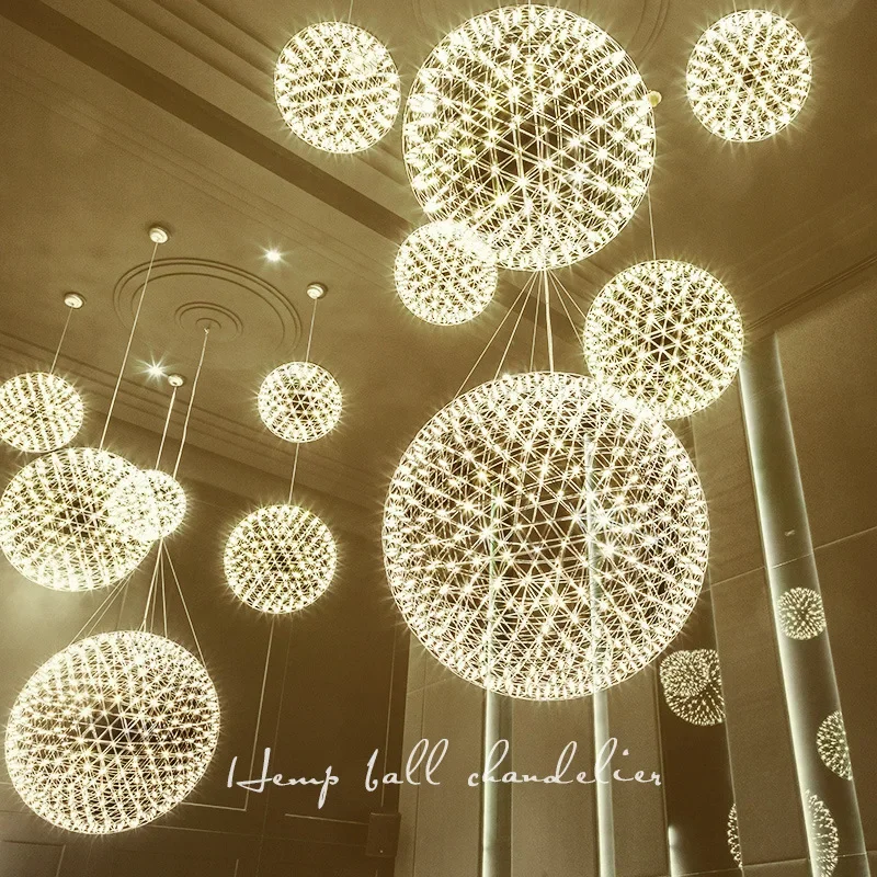 Firework Spark Ball LED Pendant Light Modern Stainless Steel Hanging Lamps Home Decor Chandelier Lighting AC110-240V Input