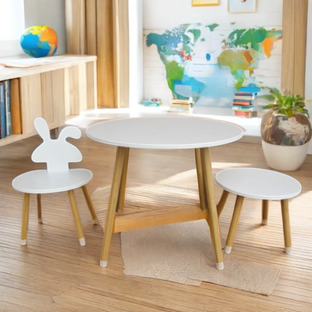 Hot Sale Preschool Daycare Nursery Furniture Set Wood Kids Study Table Chairs Dining Toddler Figure Desk for Kids Party