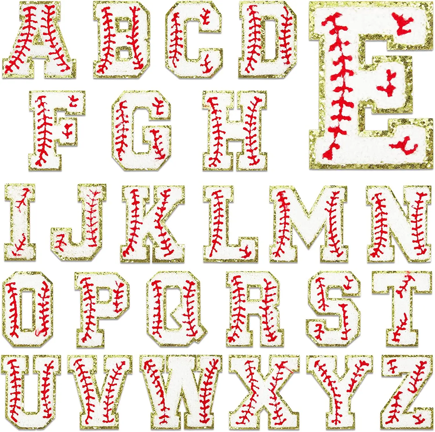 wholesale alphabet heart iron on embroidery custom logo bead pearl rhinestone glitter letter C hoodie towel chenille patches