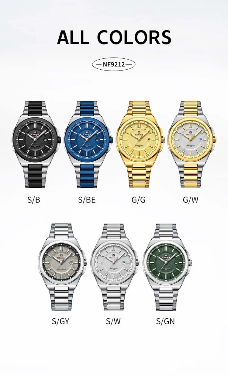 NAVIFORCE NF9212 luxury personalized man quartz watch nice Stainless steel band Luminous date display Minimalist business watch