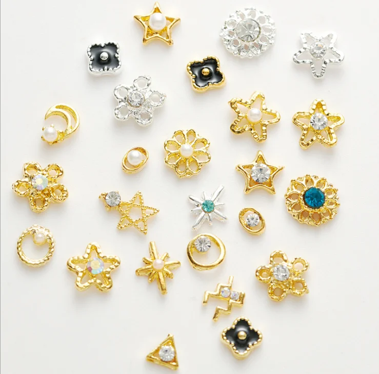 Ювелирные изделия для ногтей 3D, сплав, бриллиант, сделай сам, украшения для ногтей, металлические ногти, звезда, луна, полые аксессуары