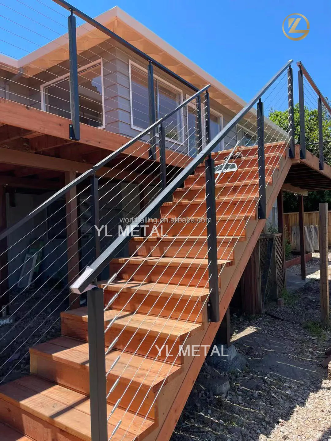 YL Black Wire rope cable Railing for balcony stair deck handrail balustrade
