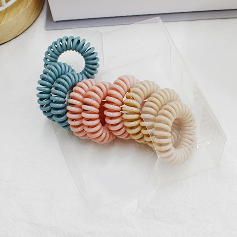 3.5 cm Diameter Multi-Color Telephone Wire Bands Set 9 Pieces Per Box Elastic Hair Bands for Kids