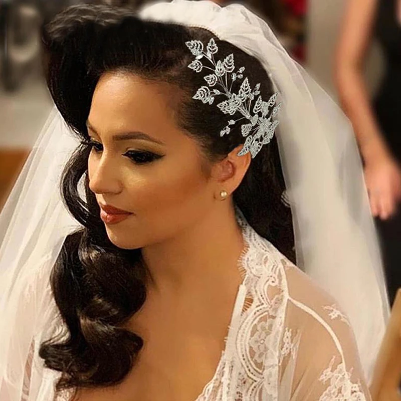 Zirconia Hairband Leaf Hair Comb Double Side Headwear Pins Luxury Wedding Headpiece Handmade Bridal Hair Accessories BC4740