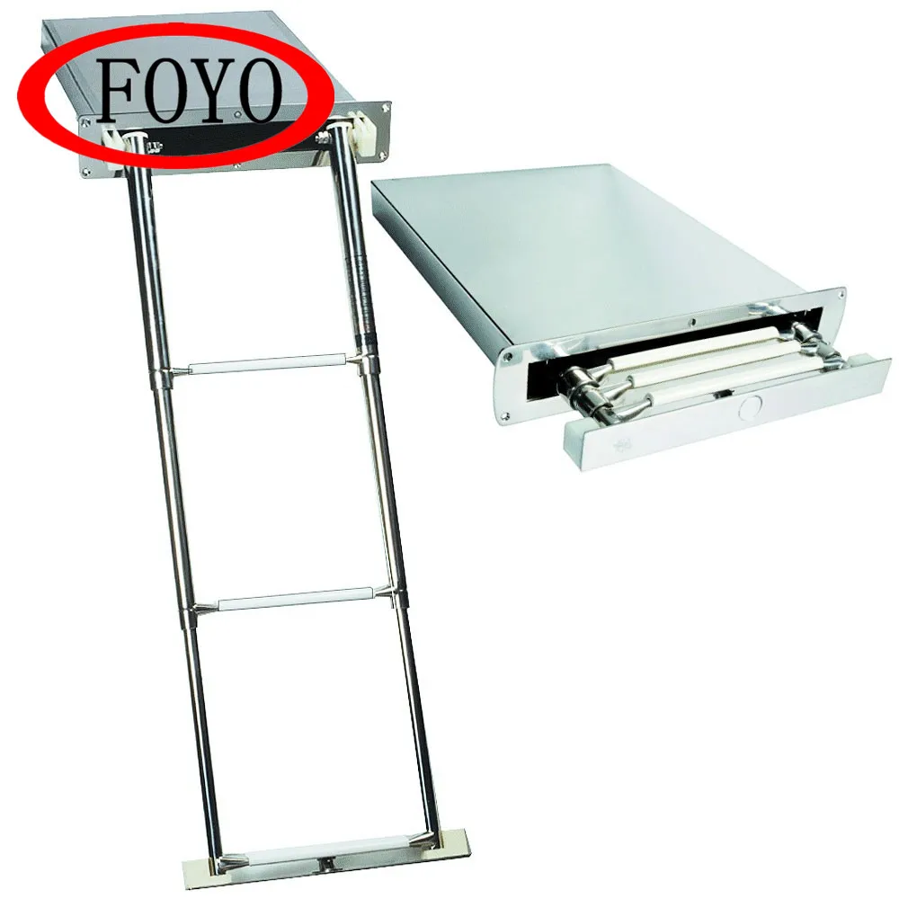 Factory Direct 3 step Boat Box Ladder Stainless Steel Telescopic Marine Ladder