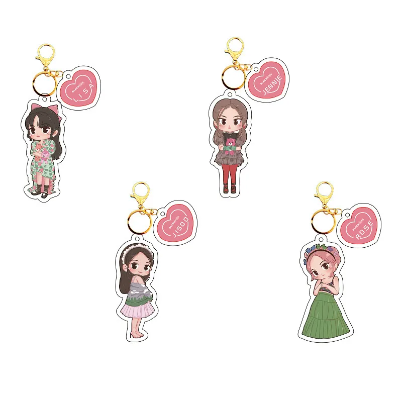 HUANDAO Trendy Custom Kpop Keychain Album Mini Cd Keychain Clear Acrylic Keychain Kpop Character Standee Custom