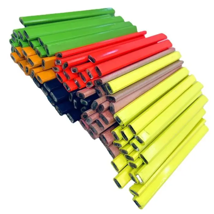 Octagonal Flat Black Carpenter Pencil Custom Logo for Woodworking Marking