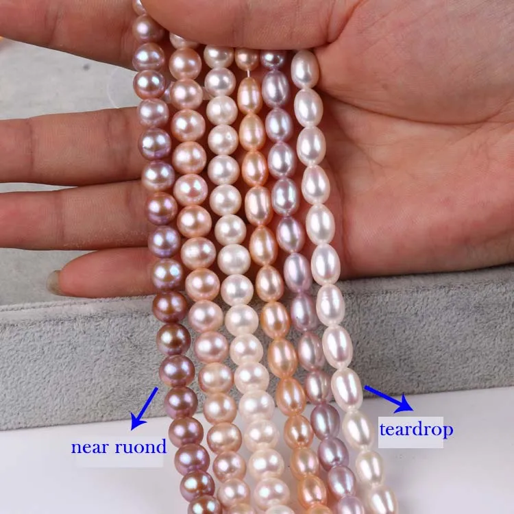 Natural freshwater loose pearl near round teardrop colorful pearl strand for diy jewelry