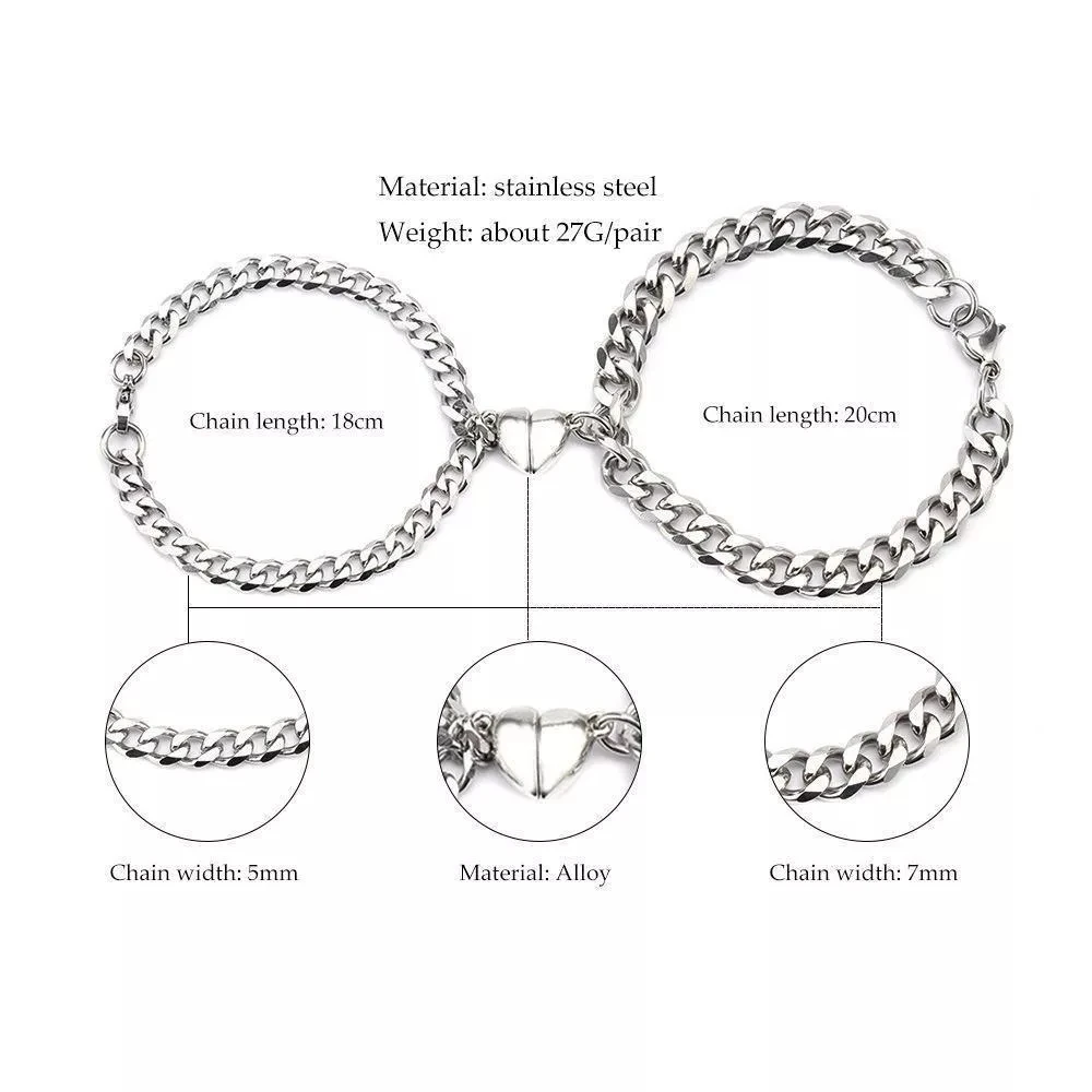 Stainless steel couple bracelet European and American creative heart-to-heart magnet couple bracelet