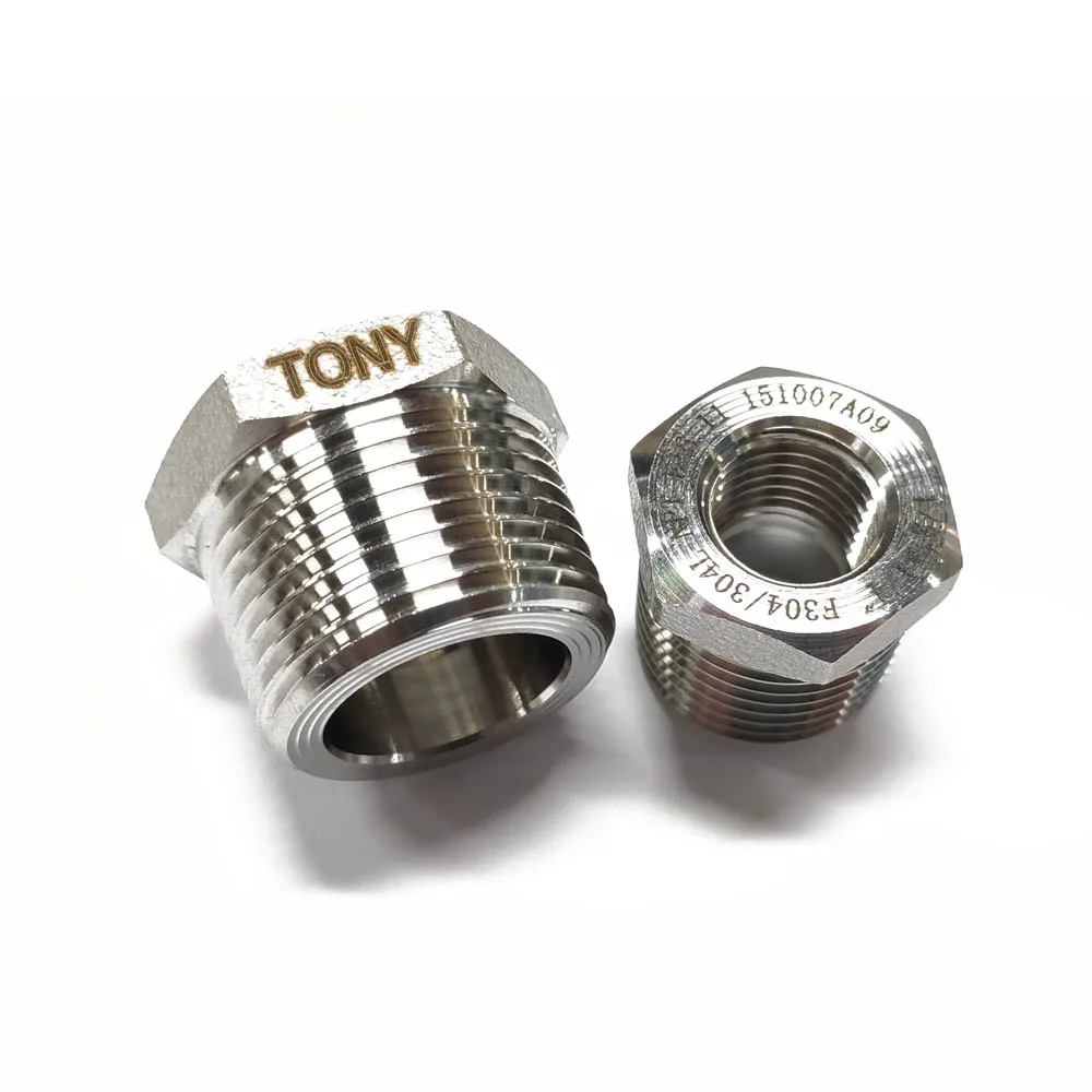 Hex Head Stainless Steel Bushing Reducer NPT BSP G Thread Female to Male Reducing Bushing Pipe Fitting