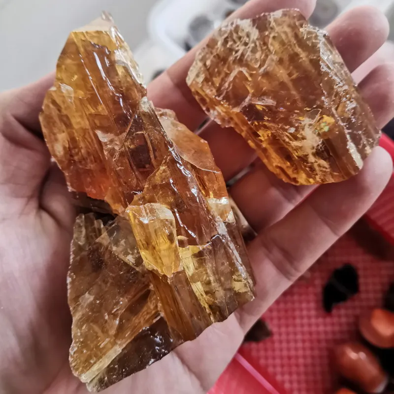 crystals wholesale bulk chrysophoron stone raw amber calcite crystal rough stone