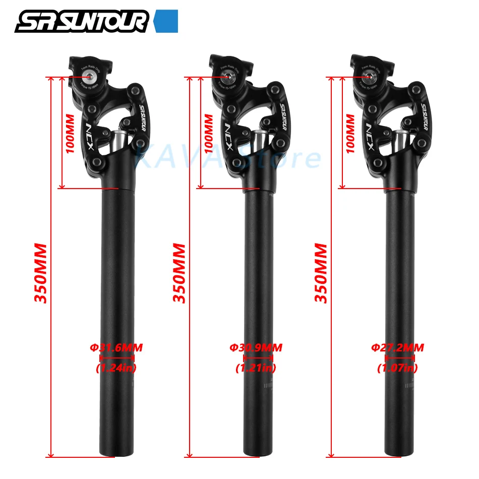 SUNTOUR NCX Damping Suspension Seat Post MTB Bike Seatpost 27.2/28.6/30.0/30.4/30.9/31.6/33.9 Mountain Bicycl*350mm Seat Post