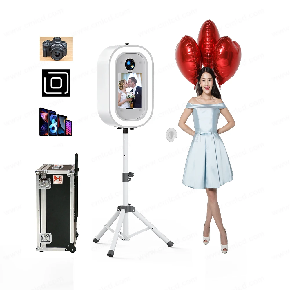portable photo booth shell easy assembly stable tripod  outdoor 12.9 inch photo booth with smart software booth.events