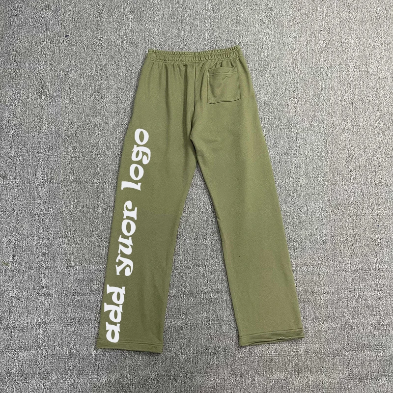 Wholesale Cotton Elastic Waist Embroidery Sweatpants Custom Oversized Pants French Terry Print Solid Color Flare Sweatpants Men