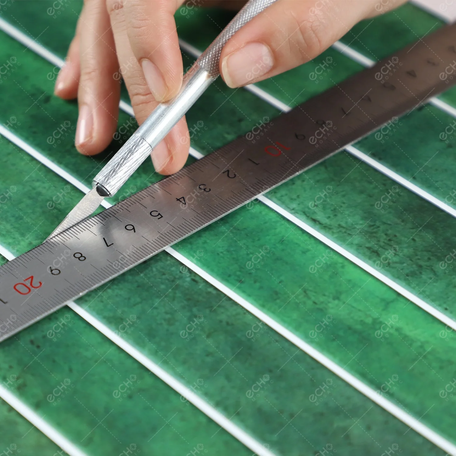 Ready to Ship Smart Tiles 3D Green Peel and Stick Backsplash Mosaic Gel Tile Wall Sticker for Kitchen Backsplash