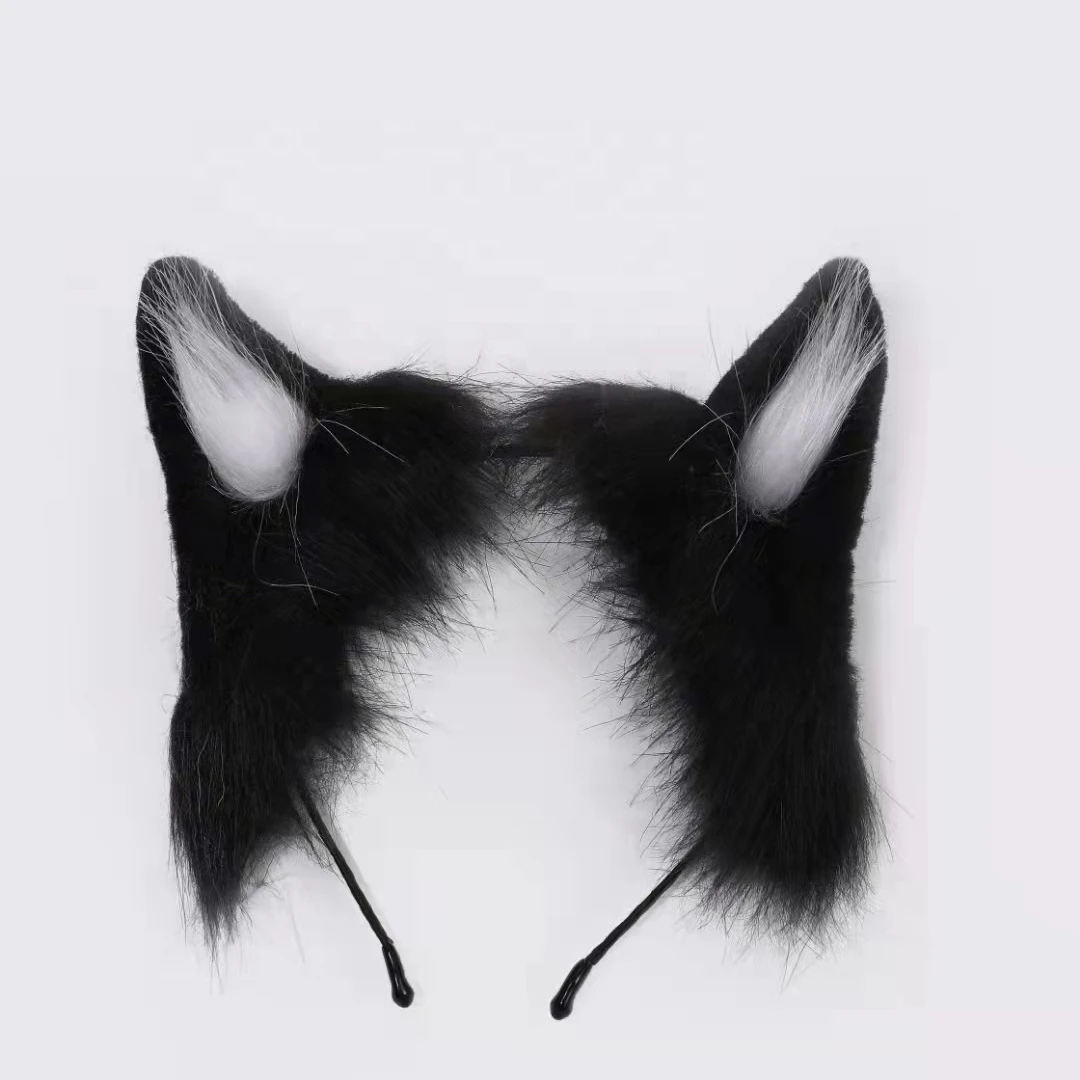 Role-play masquerade ball foldable plush wolf ears show supplies.