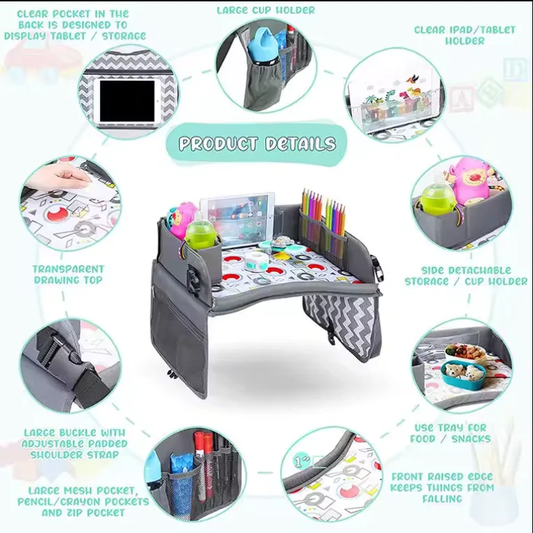 Factory wholesale Kids Lap Desk Car Seat car tray table kids Collapsible car Activity Kids Travel Tray