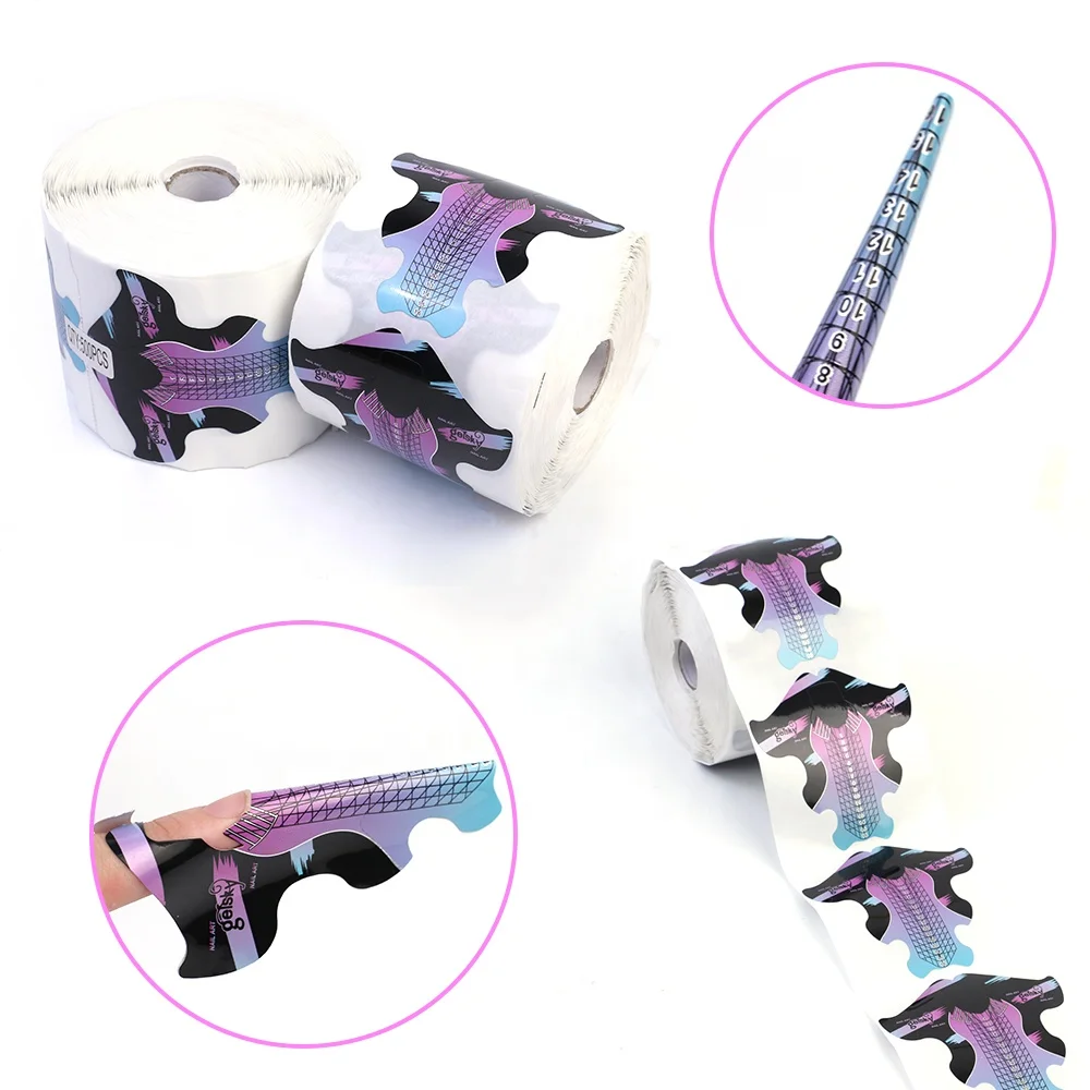 Gelsky Nail Tools Aluminium Paper Pvc Holographic Form Nails 500Pcs Roll Nail Form