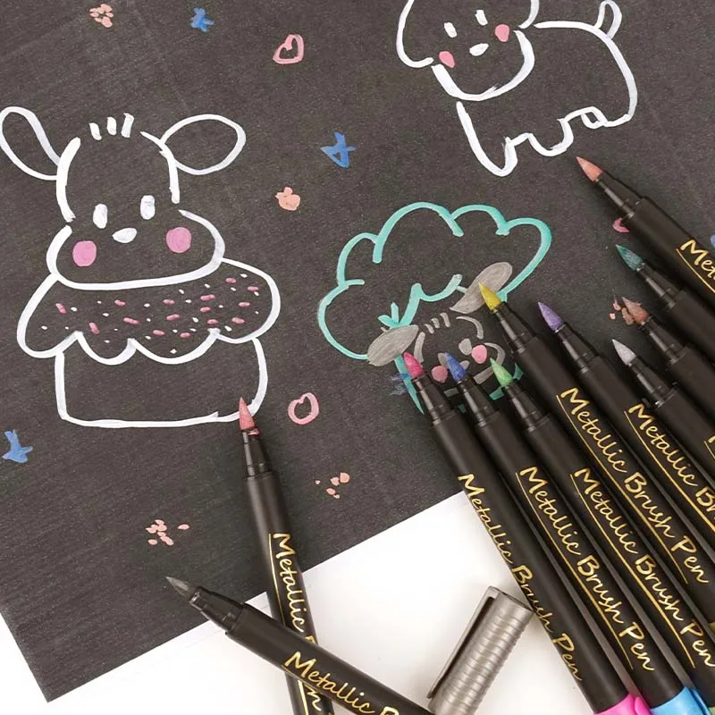 36 Colors Set Pack Metallic Marker Pen Promotional Multi-color Dual Tips Permanent Fabric Marker