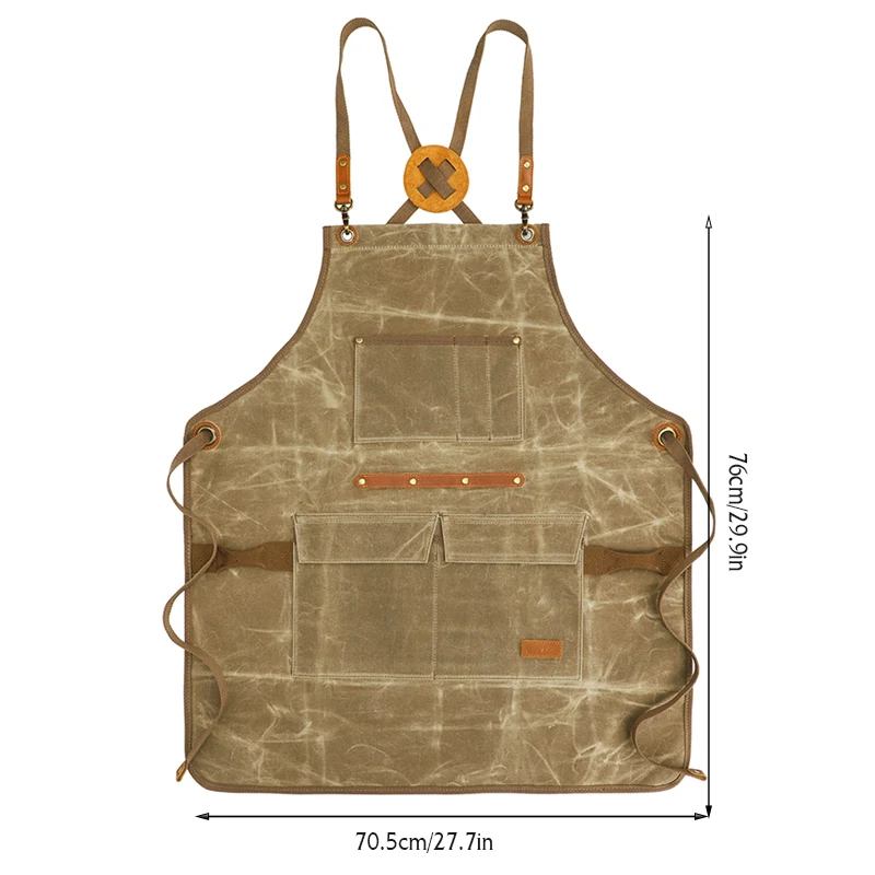 KOOGER Durable Workwear Utility Apron Multi-Use Waxed Canvas Gardening Apron Carpenters Work Aprons for Men