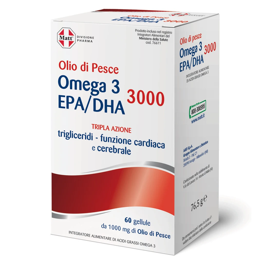 Made In Italy Cardiac Function And Triglycerides Omega 3 EPA/DHA 3000 Softgel Capsule Fish Oil For Adults