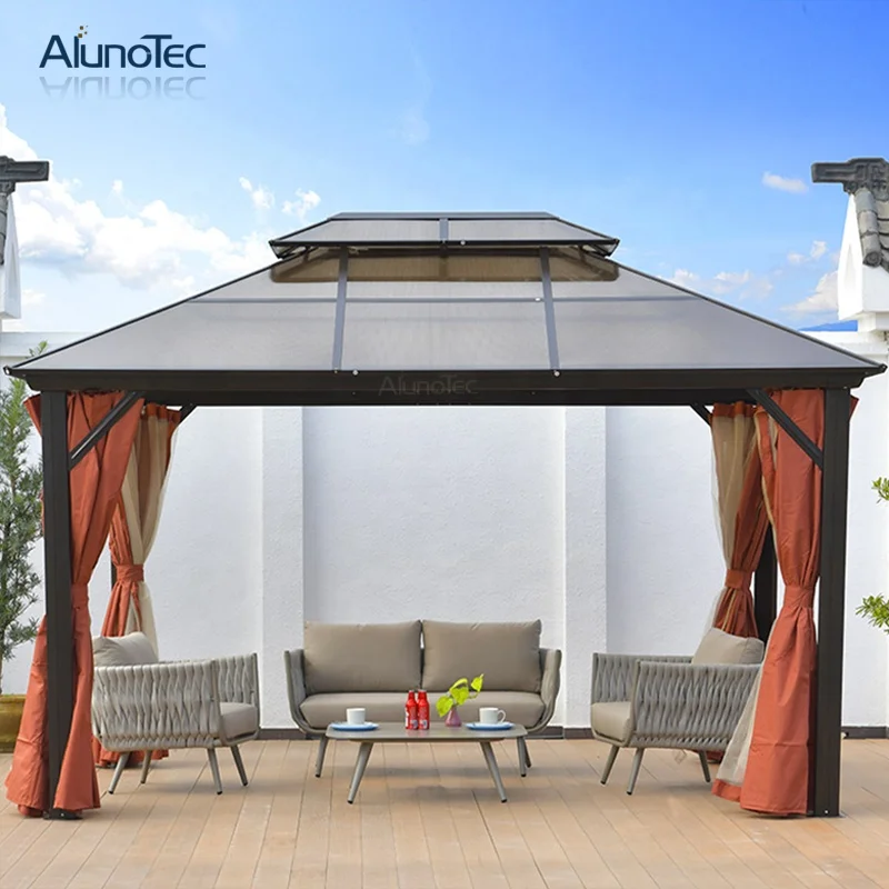 Modern Sun Shade Waterproof Aluminium Pavilion Garden Gazebos Outdoor Awning Pergola Hardtop Gazebo