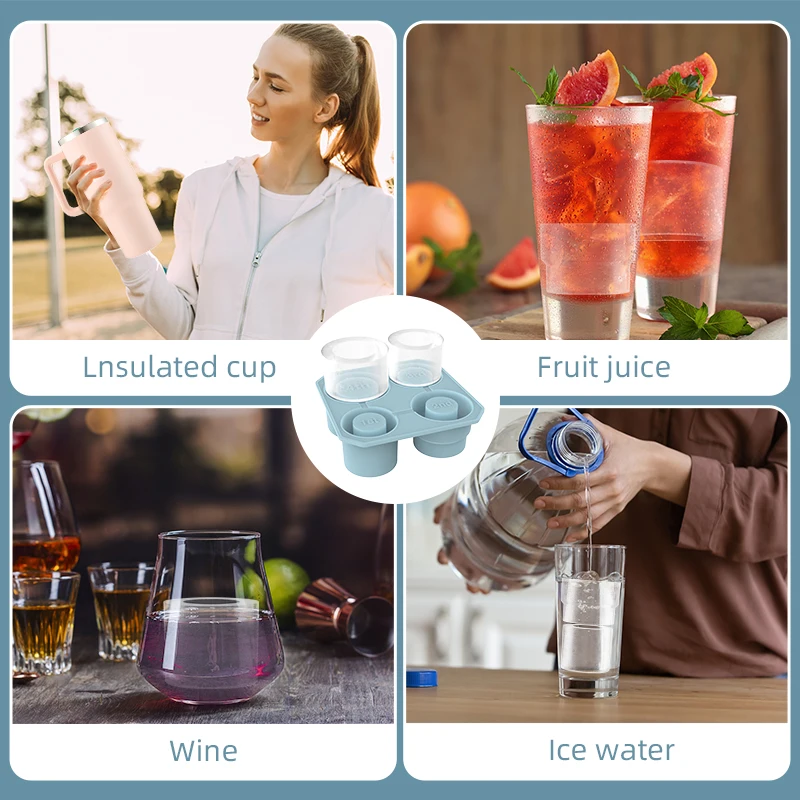 2024 Hot Sale New Design Products Food Grade Easy Demould 40oz Ice Mold Silicone Ice Cube Tray for Cups