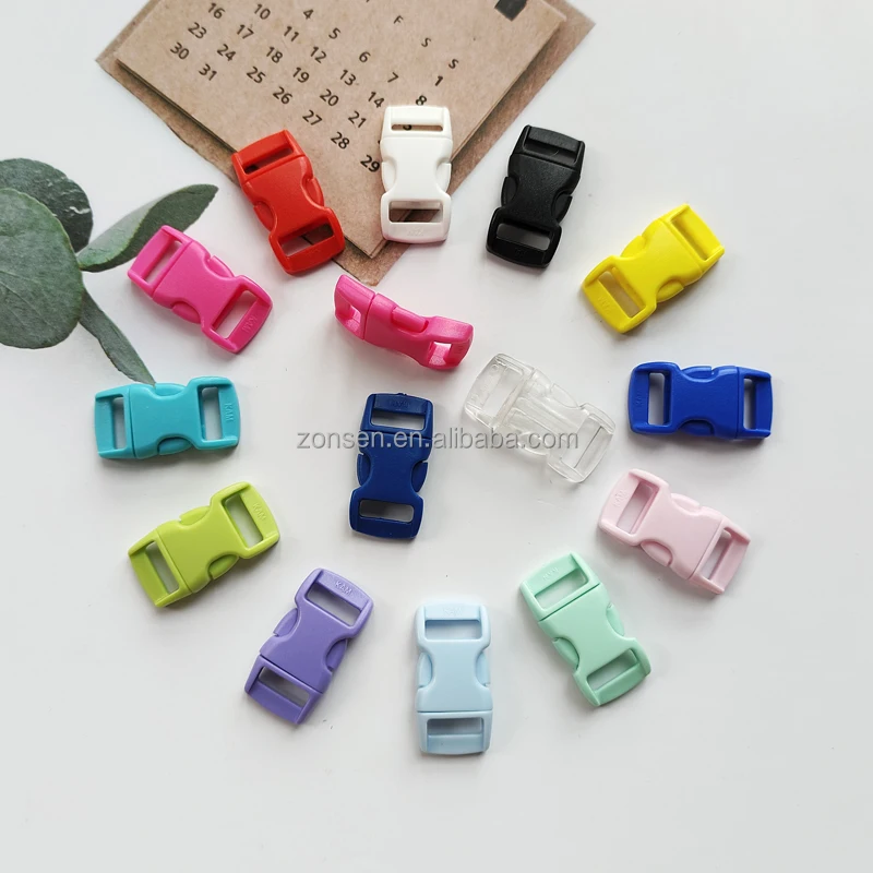 KAM 10mm Colored Plastic Quick Release Buckle Curved DIY Mini Buckle For Bracelet Dog Collar Paracord
