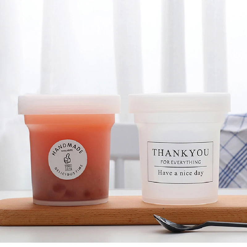 Food grade plastic cup with lid  Yogurt ice cream cup 100ml 220ml 500ml plastic cup