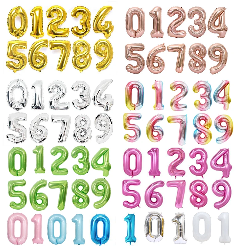 16 32 40 Inch Digital Happy Birthday Foil Balloons Air Number Balloon Figures Birthday Wedding Baby Party Decorations